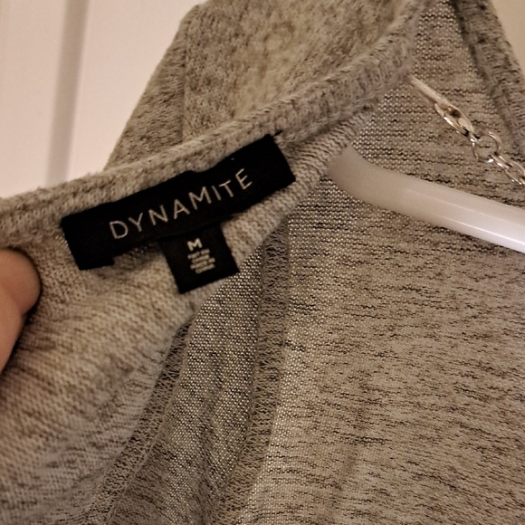 163- Dynamite Heather Gray Knit Top With Backless Chain Detail - Picture 4 of 11